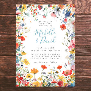 Colourful Summer Floral Wedding Invitation
