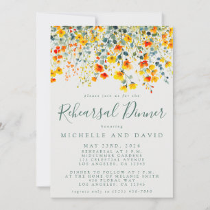 Colourful Summer Floral Wedding Rehearsal Dinner Invitation