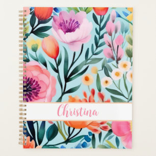 colourful summer flower design with name  planner