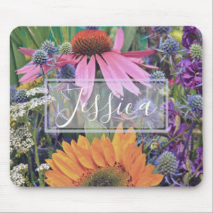 Colourful Summer Flower Garden Personalised Mouse Mat