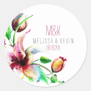 Colourful Summer Flowers Illustration Classic Round Sticker