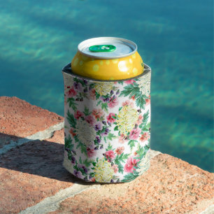 Colourful summer flowers pattern can cooler