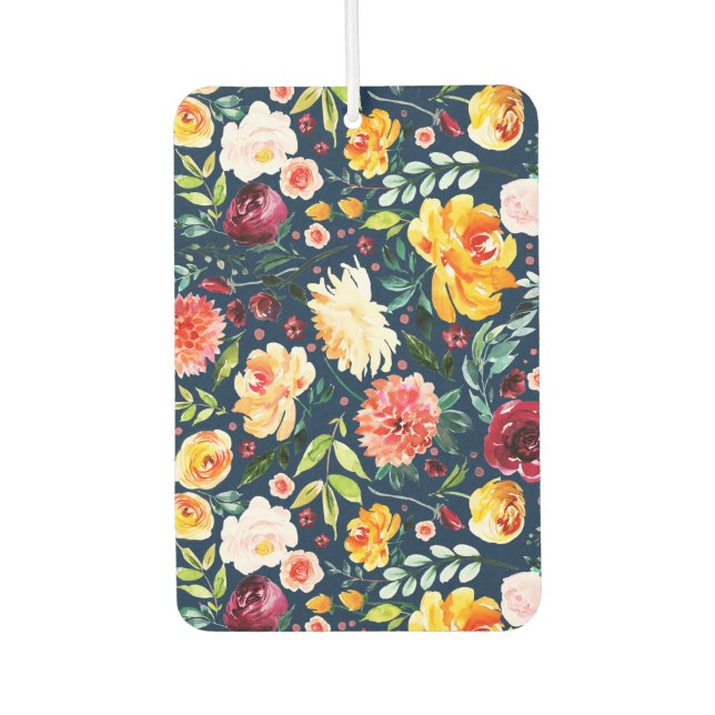 Colourful summer flowers pattern car air freshener (Front)
