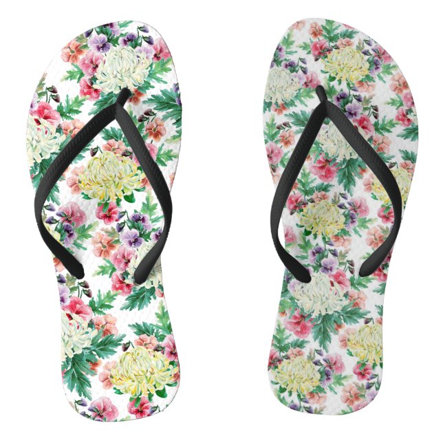 Colourful summer flowers pattern flip flops (Footbed)
