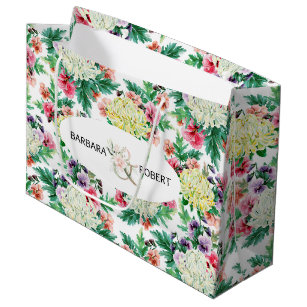 Colourful summer flowers pattern large gift bag