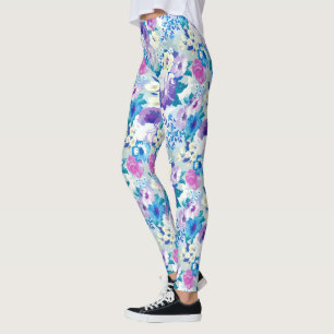 Colourful Summer Flowers Pattern Leggings