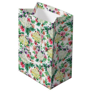 Colourful summer flowers pattern medium gift bag