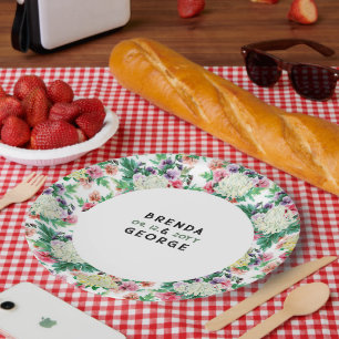 Colourful summer flowers pattern paper plate