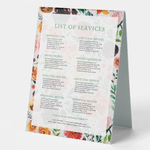 Colourful summer flowers pattern service list