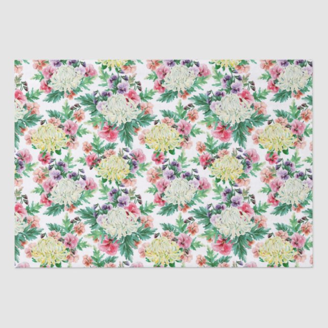 Colourful summer flowers pattern tissue paper (Front)