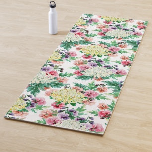 Colourful summer flowers pattern yoga mat