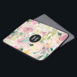 Colourful summer.flowers watercolors monogram laptop sleeve<br><div class="desc">Colourful sun drenched summer flowers watercolors with optional monogram.</div>