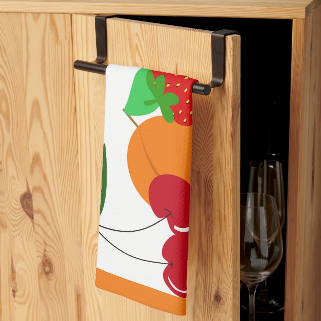 Colourful summer fresh fruit tea towel (Thirds Fold)