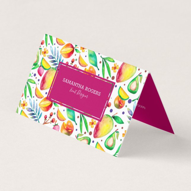 Colourful summer fruit pattern business card (Front)