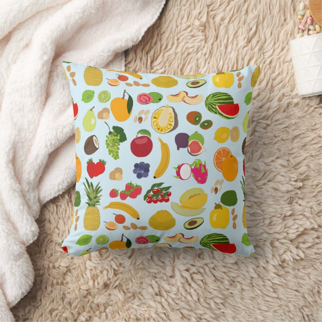 Colourful Summer Fruit Pattern Cushion (Blanket)