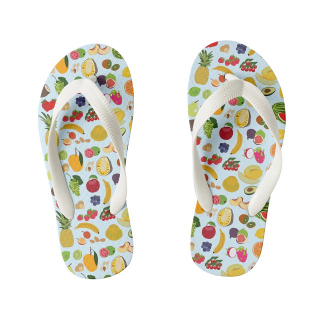 Colourful Summer Fruit Pattern Kid's Flip Flops (Footbed)