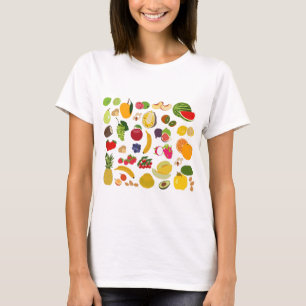 Colourful Summer Fruit Pattern T-Shirt