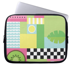 Colourful summer fruit pink green yellow mosaic  laptop sleeve