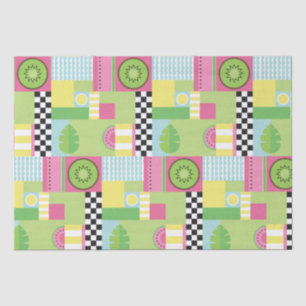 Colourful summer fruit pink green yellow mosaic tissue paper