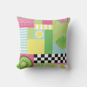 Colourful summer fruit watermelon kiwi pop cushion