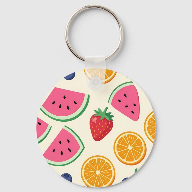 Colourful Summer Fruits Watermelon Orange Key Ring (Front)