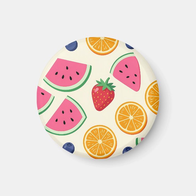 Colourful Summer Fruits Watermelon Orange Magnet (Front)