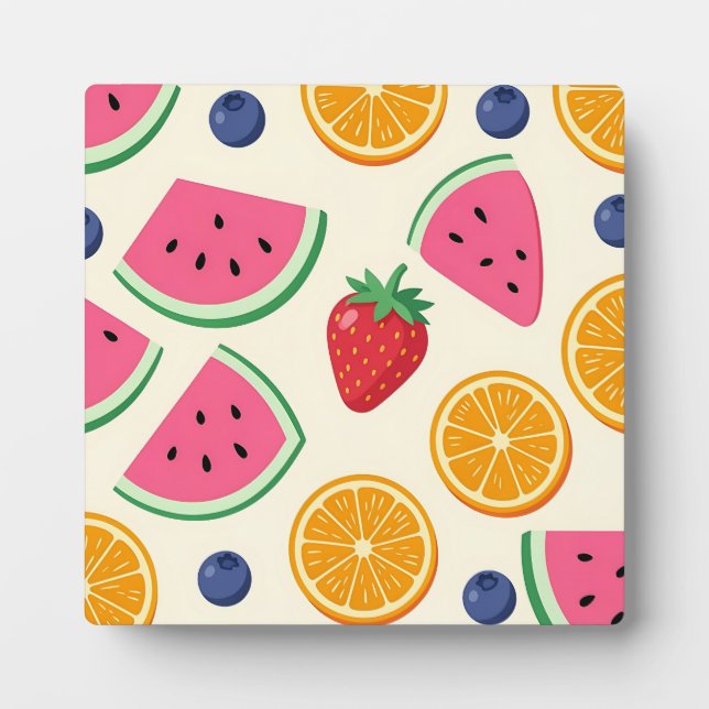 Colourful Summer Fruits Watermelon Orange Plaque (Front)