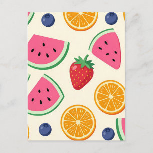 Colourful Summer Fruits Watermelon Orange Postcard