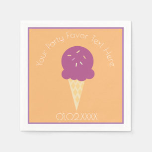 Colourful Summer Fun Ice Cream Cone Purple Napkin
