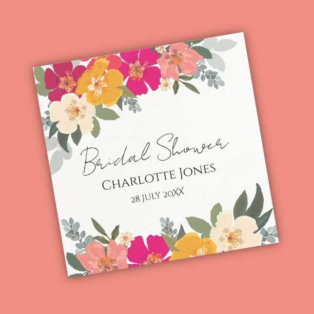  Colourful Summer Garden Bright Floral Bride Showe Napkin (Creator Uploaded)