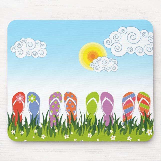 Colourful Summer Garden Flip Flops Fun In The Sun  Mouse Mat (Front)