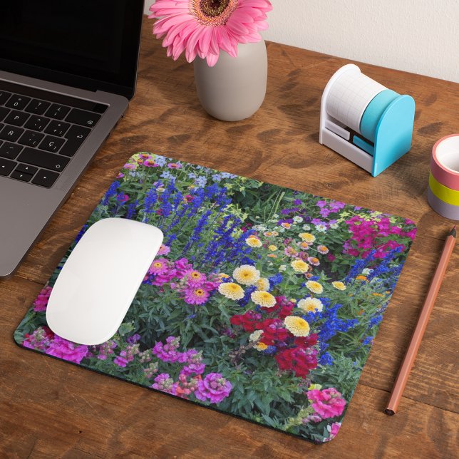 Colourful Summer Garden Floral Mouse Mat (In Situ)