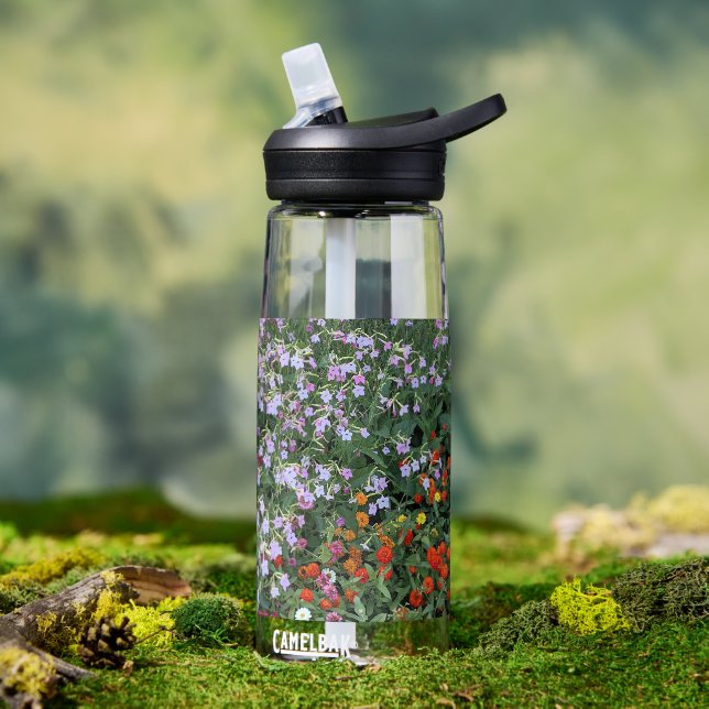 Colourful Summer Garden Floral Water Bottle (Outdoor)