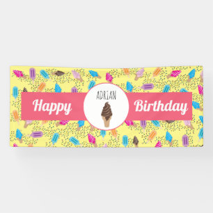 Colourful Summer Ice Cream Ice Pop Birthday Party Banner