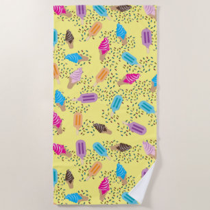 Colourful Summer Ice Cream Ice Pops Pattern Beach Towel