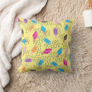 Colourful Summer Ice Cream Ice Pops Pattern Cushion