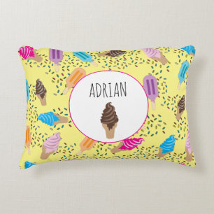Colourful Summer Ice Cream Ice Pops Pattern Decorative Cushion