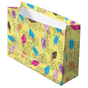 Colourful Summer Ice Cream Pattern Large Gift Bag