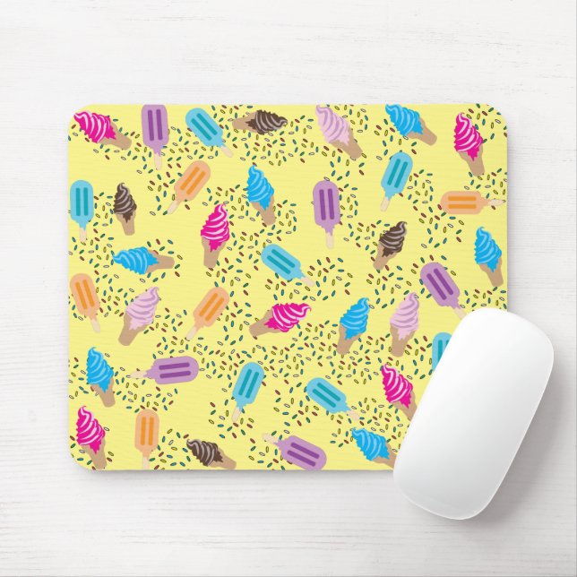 Colourful Summer Ice Cream Pattern Mouse Mat (With Mouse)