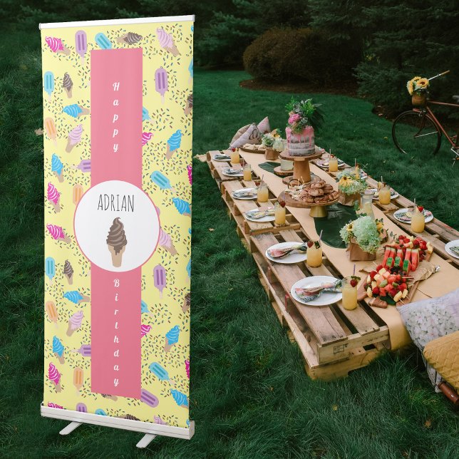 Colourful Summer Ice Cream Pattern Retractable Banner (Colorful Summer Ice Cream Pattern Retractable Banner)