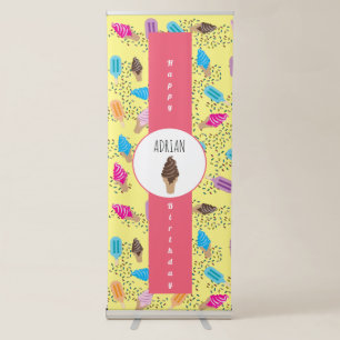 Colourful Summer Ice Cream Pattern Retractable Banner