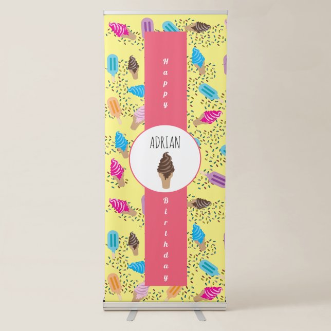 Colourful Summer Ice Cream Pattern Retractable Banner (Front)
