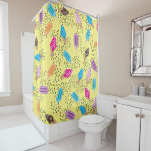 Colourful Summer Ice Cream Pattern Shower Curtain