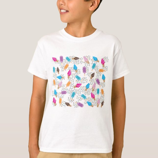Colourful Summer Ice Cream Pattern T-Shirt (Front)