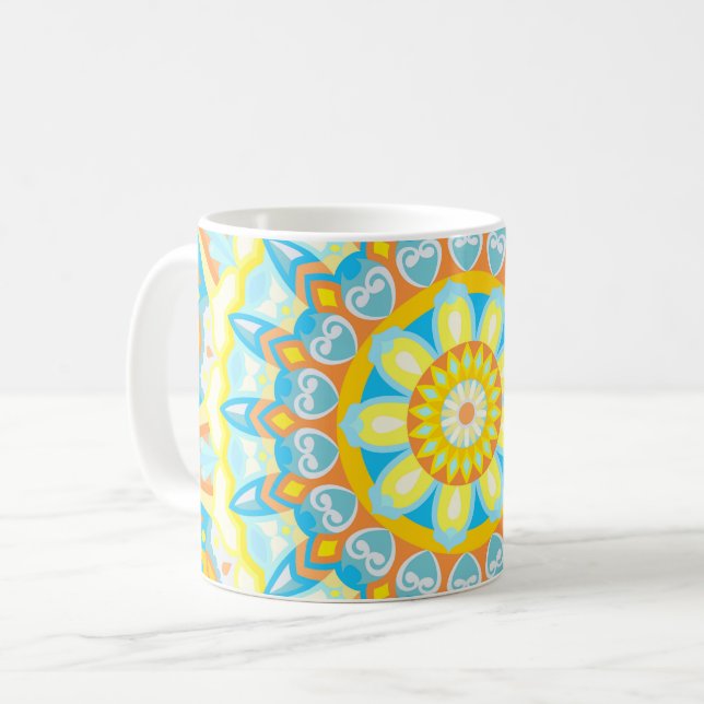 Colourful Summer Mandala Mug (Front Left)