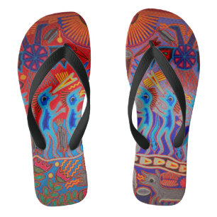 Colourful Summer Mexican Huichol Flip Flops