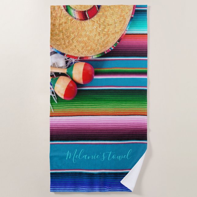 Colourful Summer Mexico Custom Beach Towel (Front)