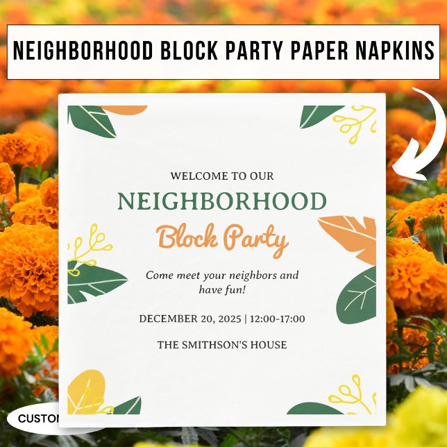 Colourful Summer Neighbourhood Block Party Napkin (Creator Uploaded)