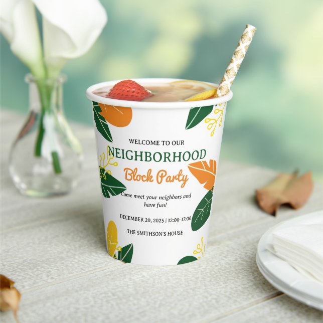 Colourful Summer Neighbourhood Block Party Paper Cups (Insitu)