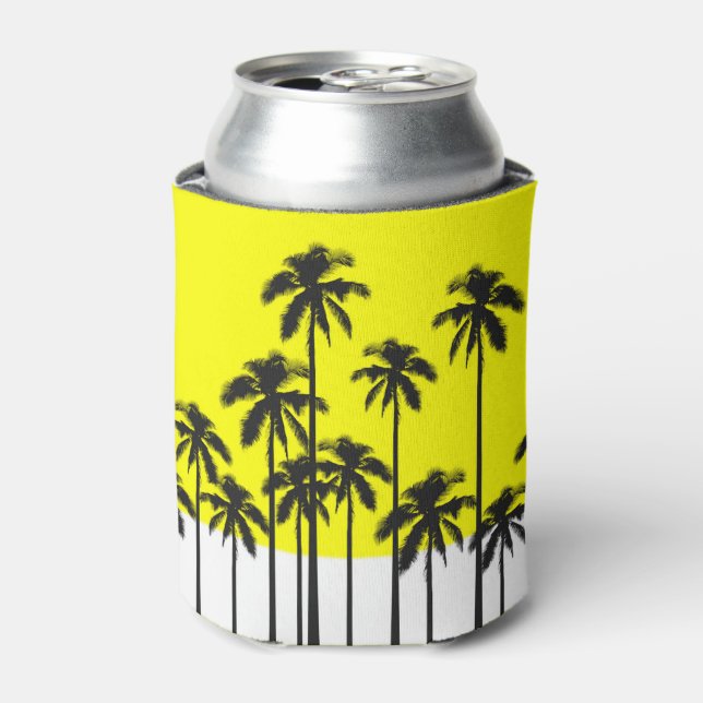 Colourful Summer Neon Yellow & Tropical Palm Trees Can Cooler (Can Front)